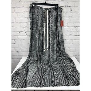 Mossimo Supply Co Black White Maxi Skirt w/Slits Size Large Boho NWT Lightweight
